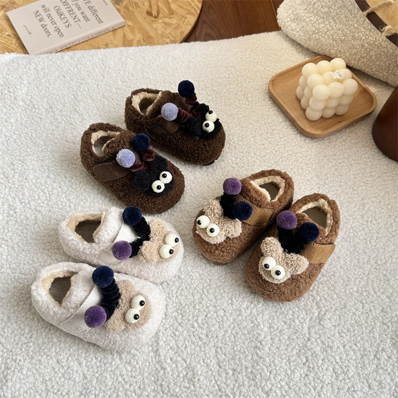 16-26码冬季加绒保暖鞋子女童毛毛鞋冬款婴幼儿学步鞋女宝宝