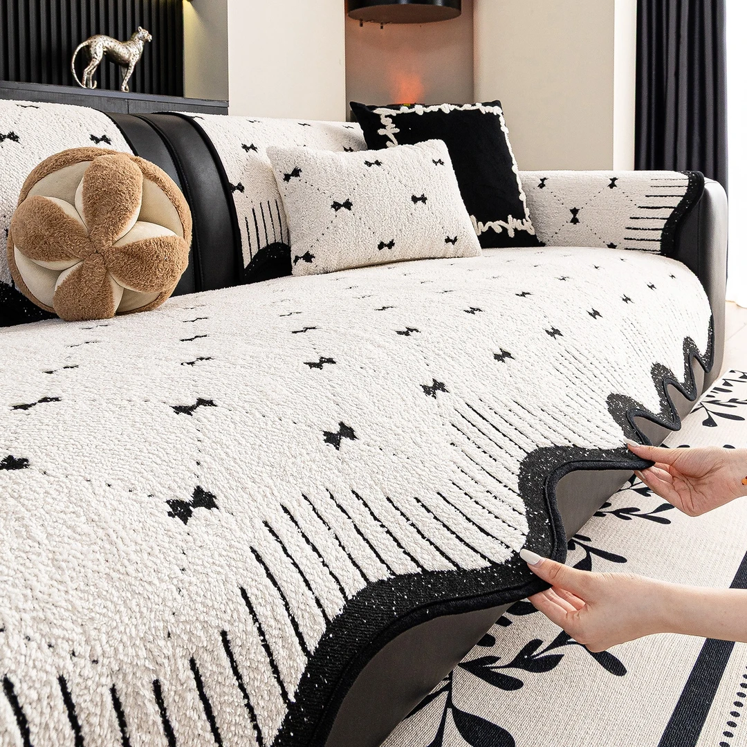 麦颜2025新款半边绒沙发垫四季通用轻奢高级感异形固定防滑盖布巾