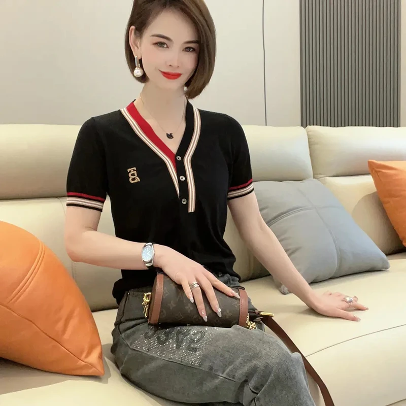 欧货时尚百搭气质复古短袖毛针织衫女2025夏季独特小众设计感上衣