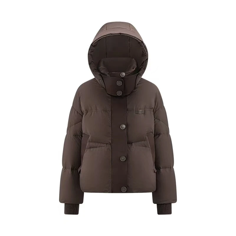 连帽防风鸭绒简约百搭通勤设计感保暖气质款女羽绒服L15