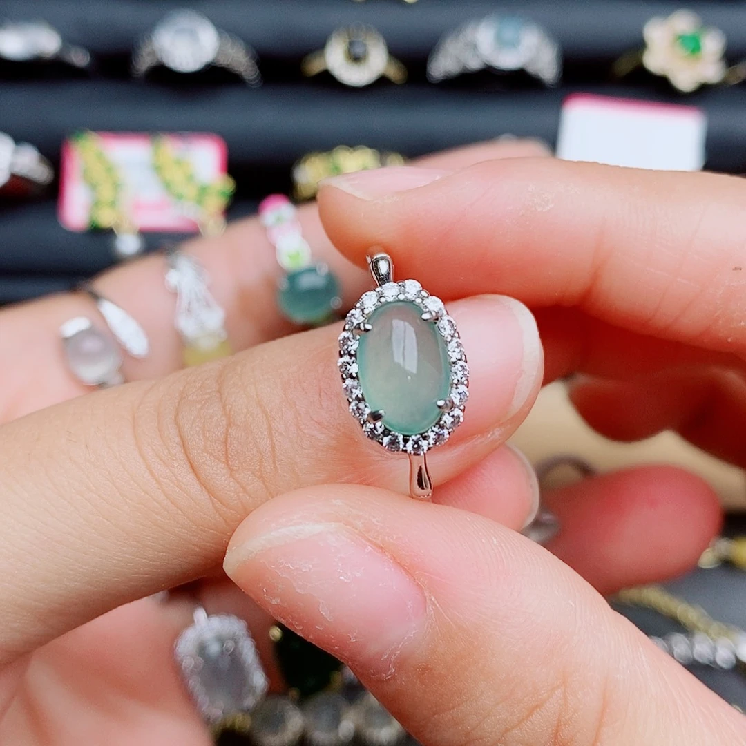 翡翠戒指银S925镶嵌11111