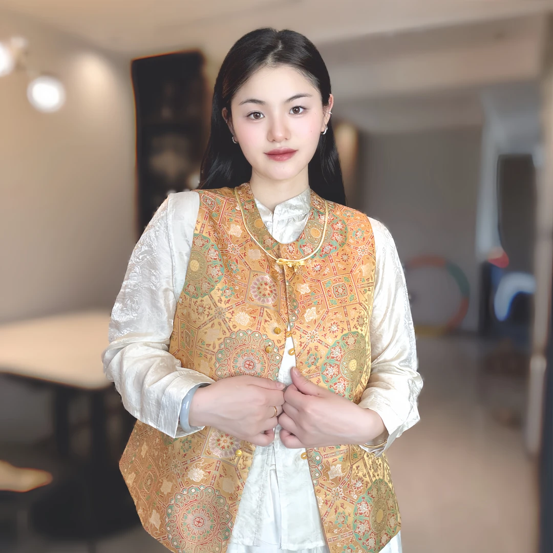 【八宝】新中式马夹圆领气质宽松马夹中国风轻奢高级感马甲
