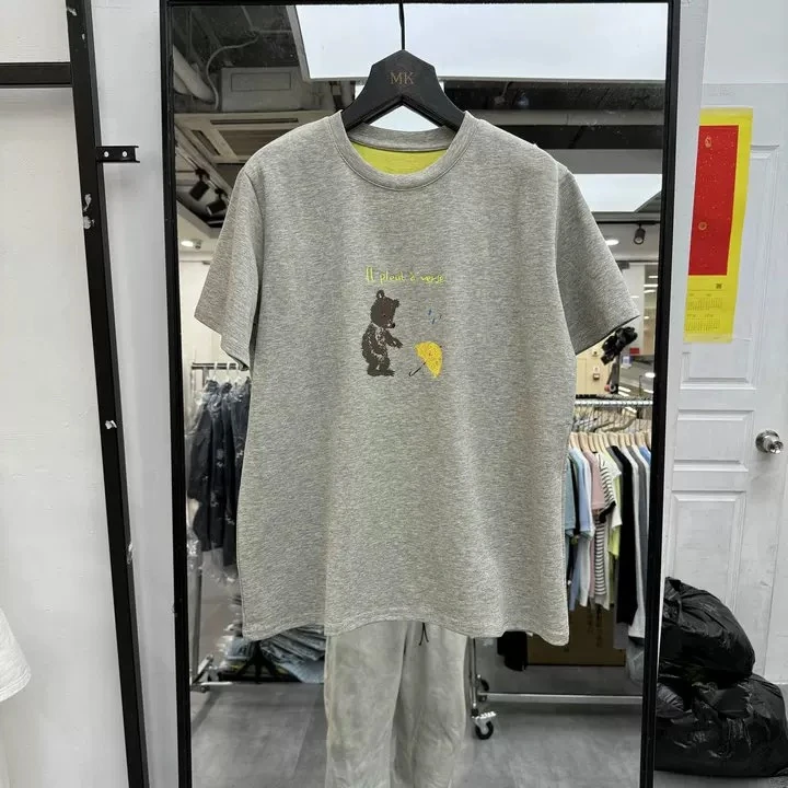 6288休闲风短袖慵懒风卡通动漫T恤双色圆领女士宽松韩版设计师