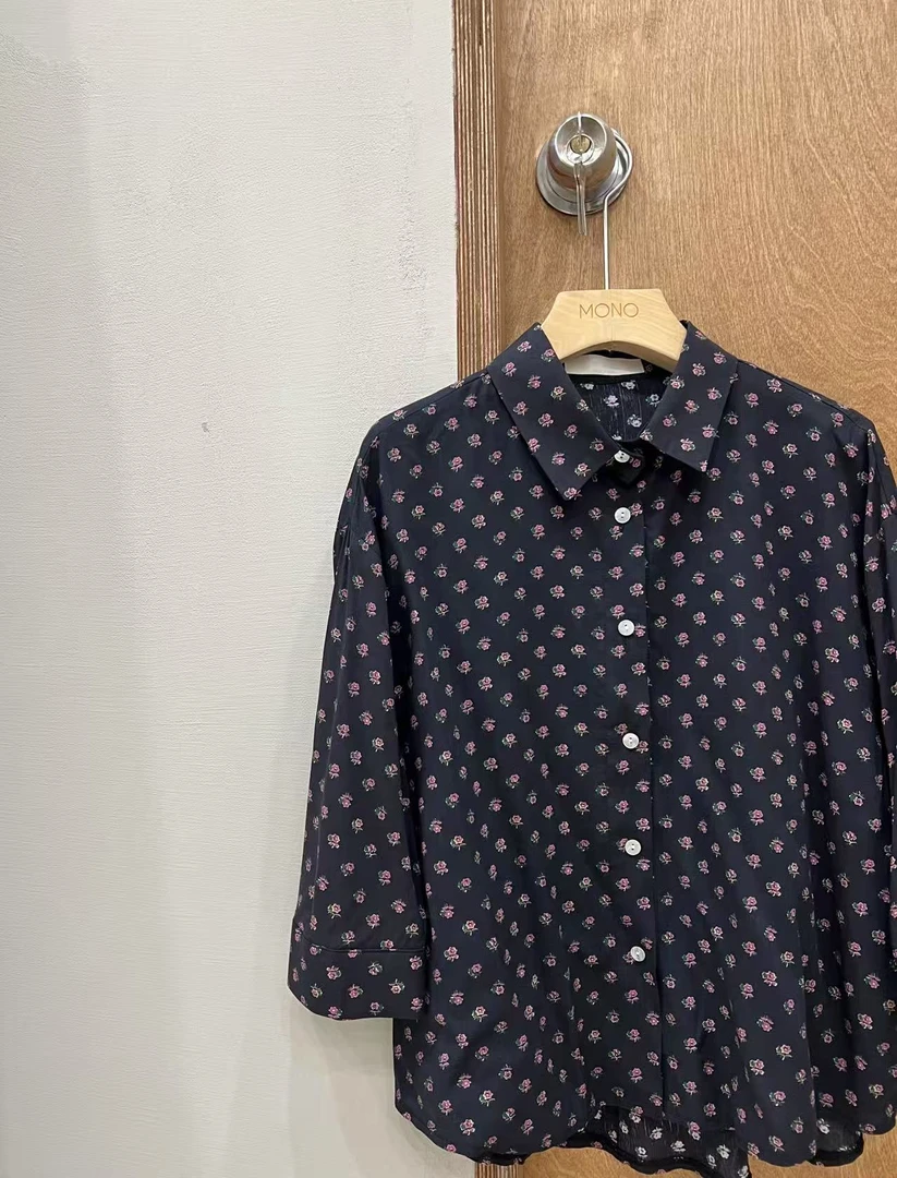 韩国正品不支持退换/MU/碎花前短后长衬衣/0504/8/27