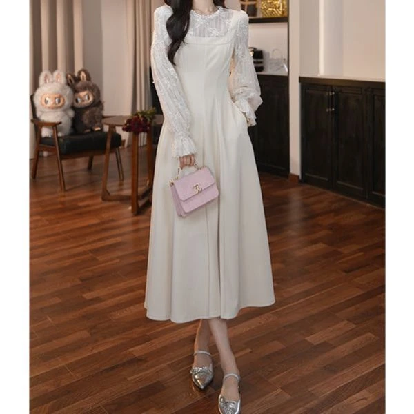 【慧老板定制】秋季新款公主风A字裙轻奢小众优雅长款连衣裙45355