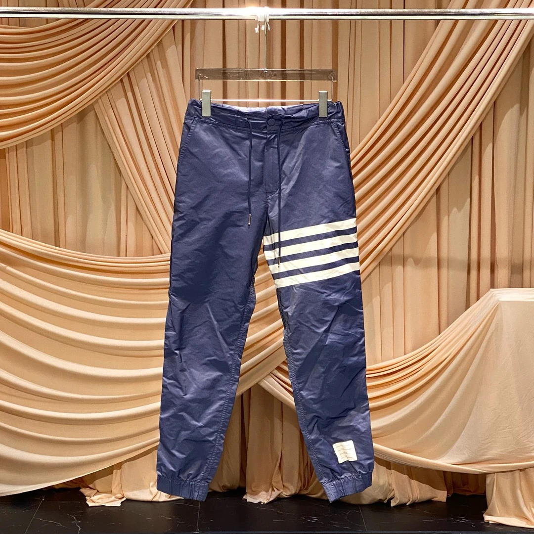99新 THOMBROWNE Thom Browne 蓝色四条纹抽绳长裤/0码/JM37913