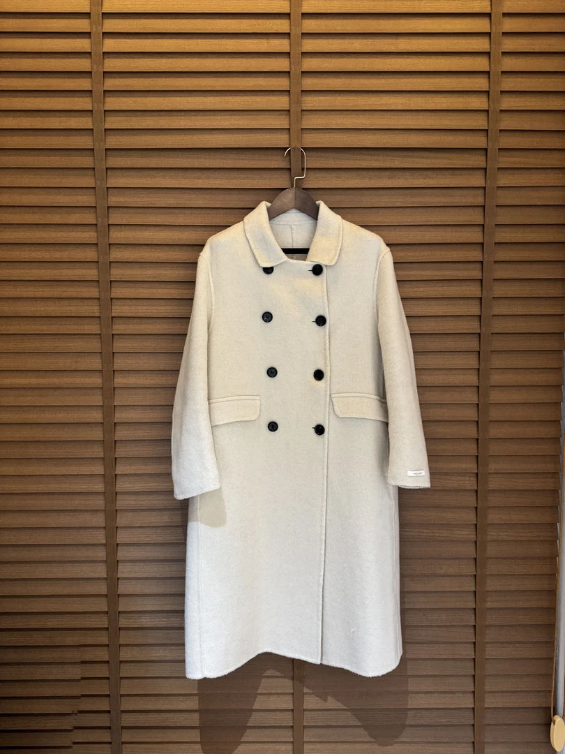 【阿柒服饰】双面羊毛大衣女长款女装外套羊毛呢减龄双排扣25年新款