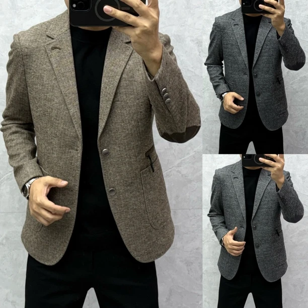 西服上装秋季春秋时尚男士春秋休闲西装男士潮流男装