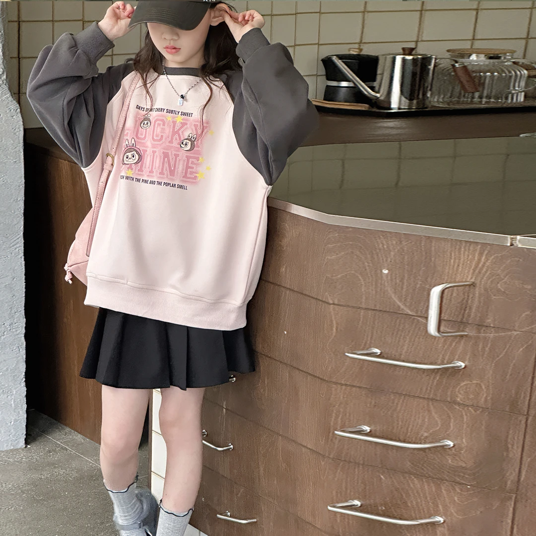 简约潮牌店铺儿童服装2025年款衣服女童装春秋装卫衣6-12岁高级感