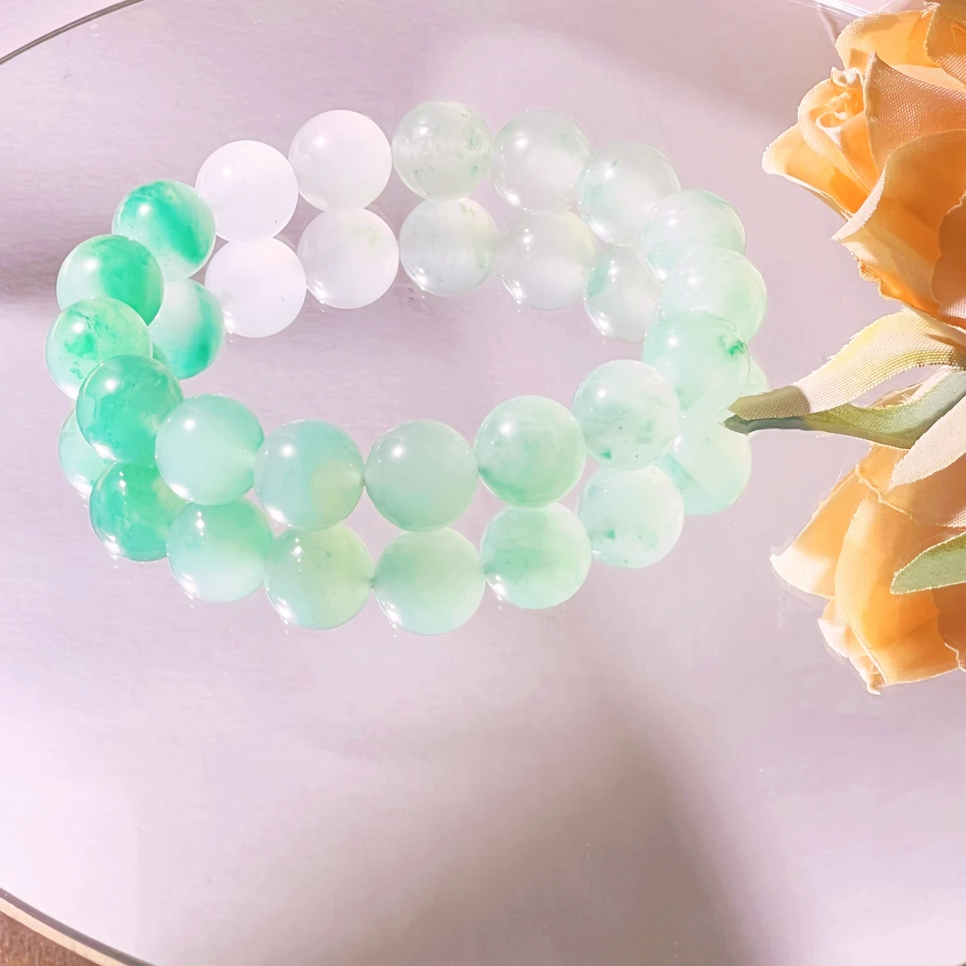 天然非洲翠冰飘花轻奢渐变手链精美百搭时尚手串