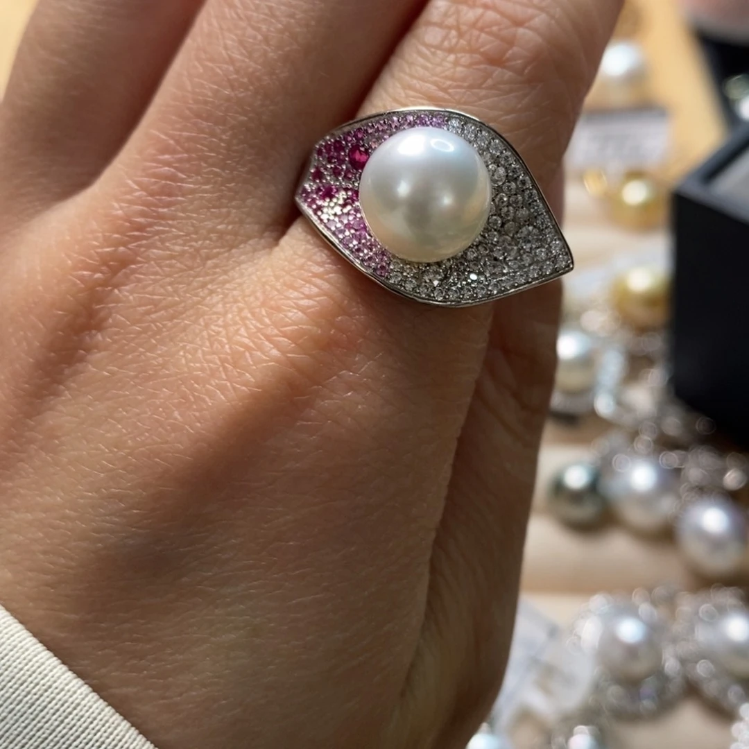 海水珍珠戒指银S925镶嵌