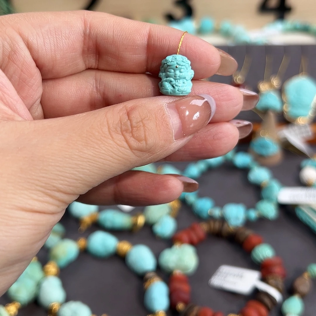 绿松石未镶嵌把件度母娘娘配饰