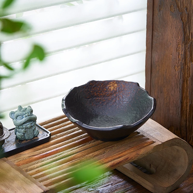 水培专用盆苔藓球花盆陶瓷托盘桌面摆件中式禅意简约家用高足脚盆