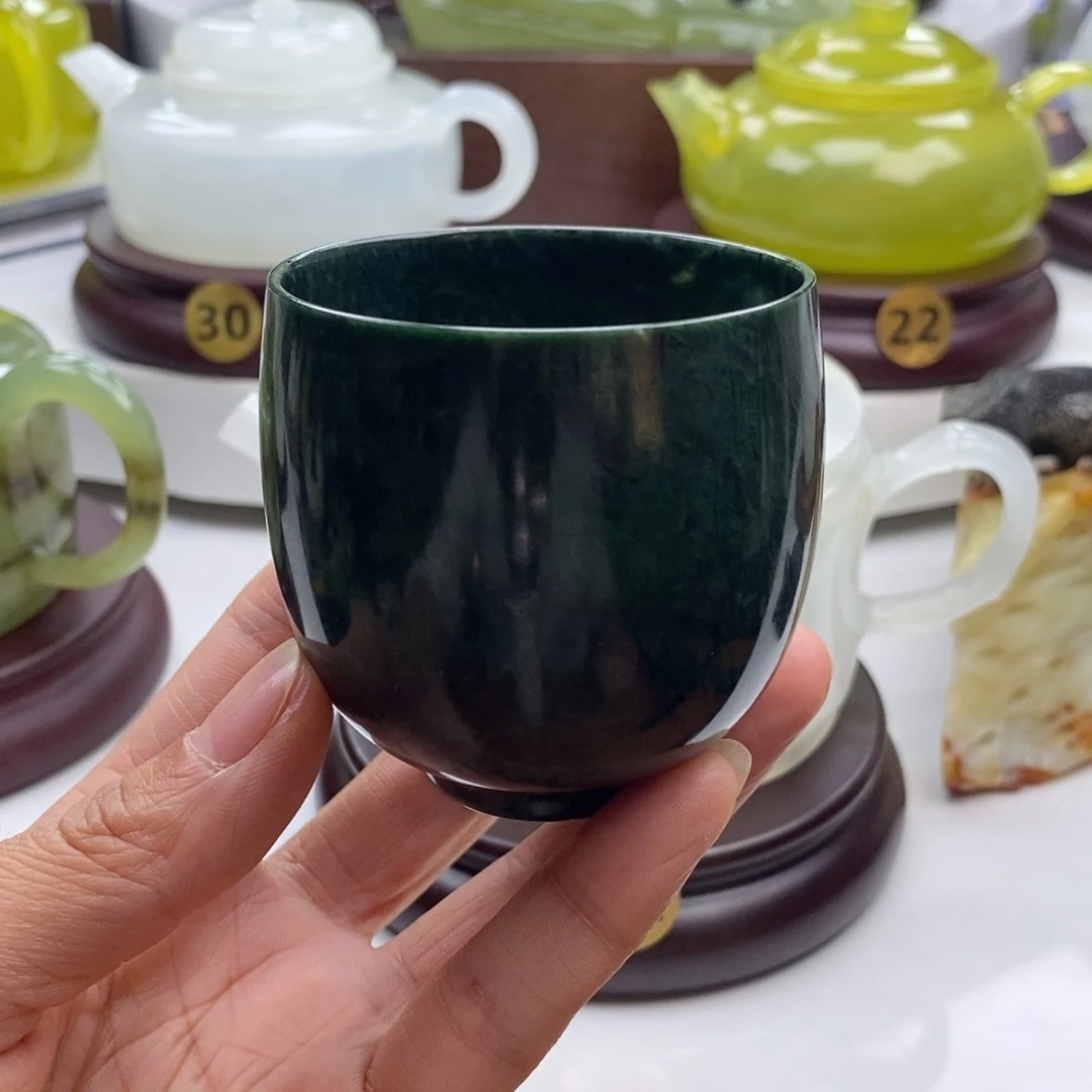 岫玉未镶嵌四大名玉茶杯120cc