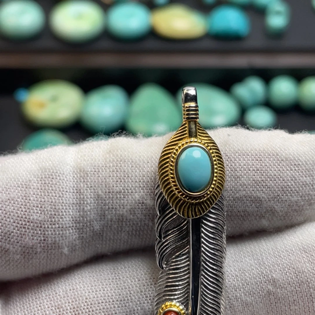 绿松石银S925镶嵌颈饰