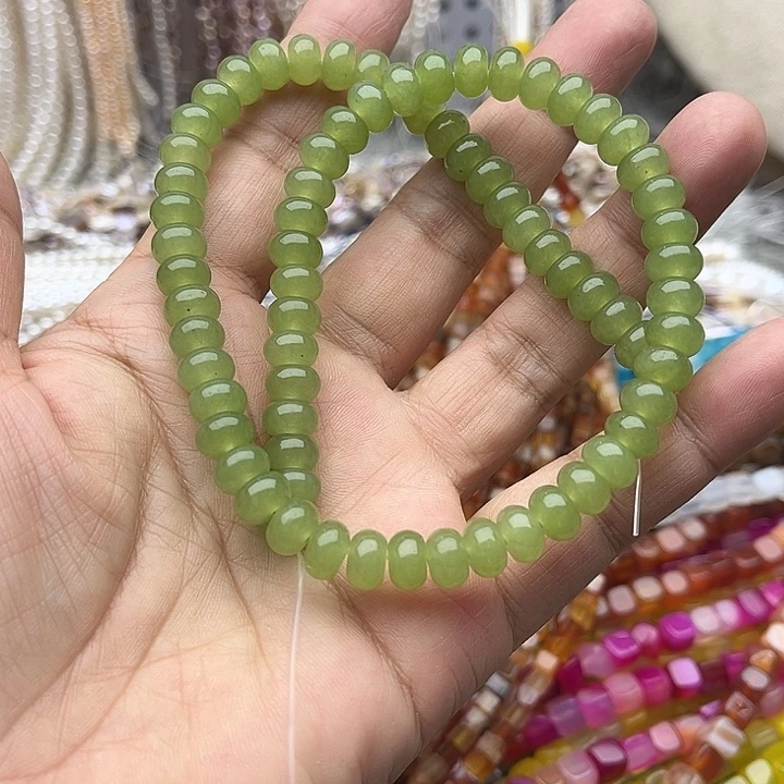 玛瑙/玉髓未镶嵌珠宝半成品一条8mm左右晴水算盘珠