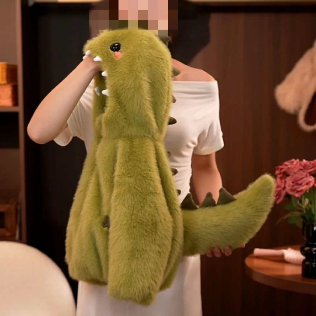 男童仿皮草外套2025新款儿童加绒加厚宝宝冬季毛毛衣可爱恐龙衣服