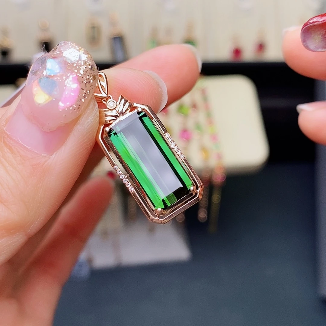 碧玺吊坠碧玺18K金镶嵌