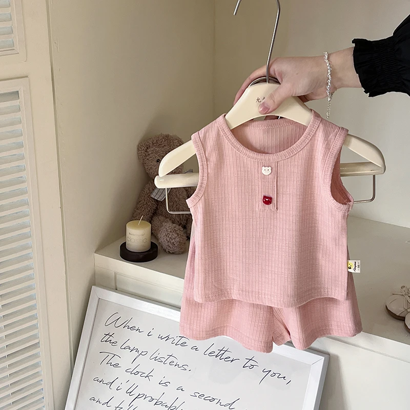 女童夏季套装韩版背心上衣短裤两件套小月龄周岁男宝宝夏天外出服