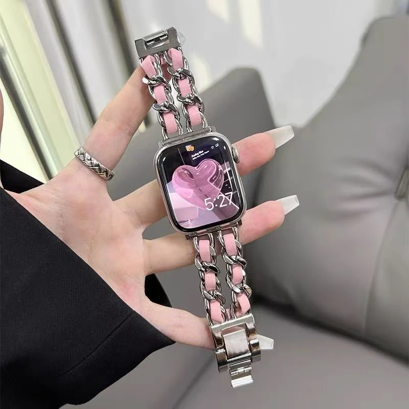 适用苹果手表表带iwatch s11/10/9/8金属链条applewatch表带ultra