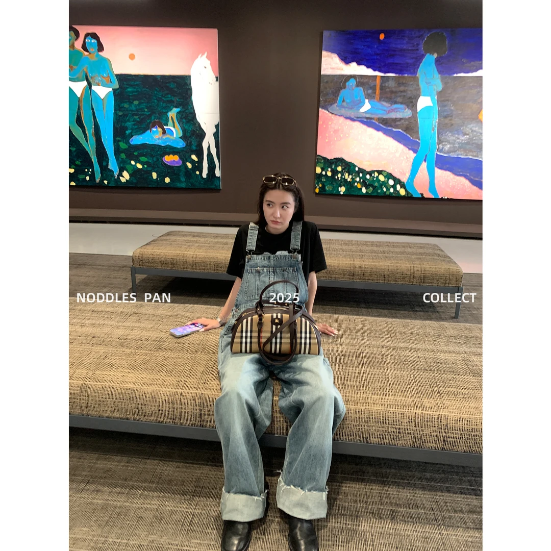 TOROON 复古水洗牛仔背带裤女夏季宽松阔腿裤直简长裤连体裤