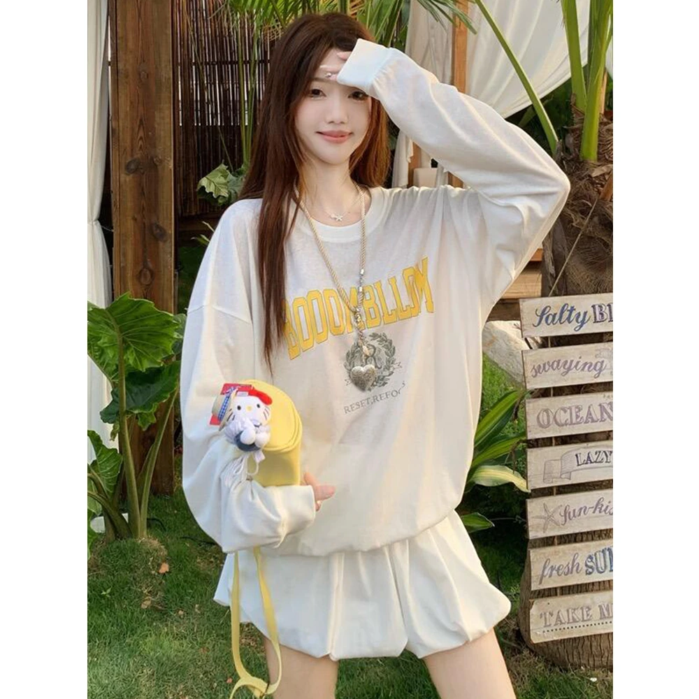 韩系慵懒感轻薄微透字母长袖T恤女夏季新款宽松显瘦防晒罩衫上衣