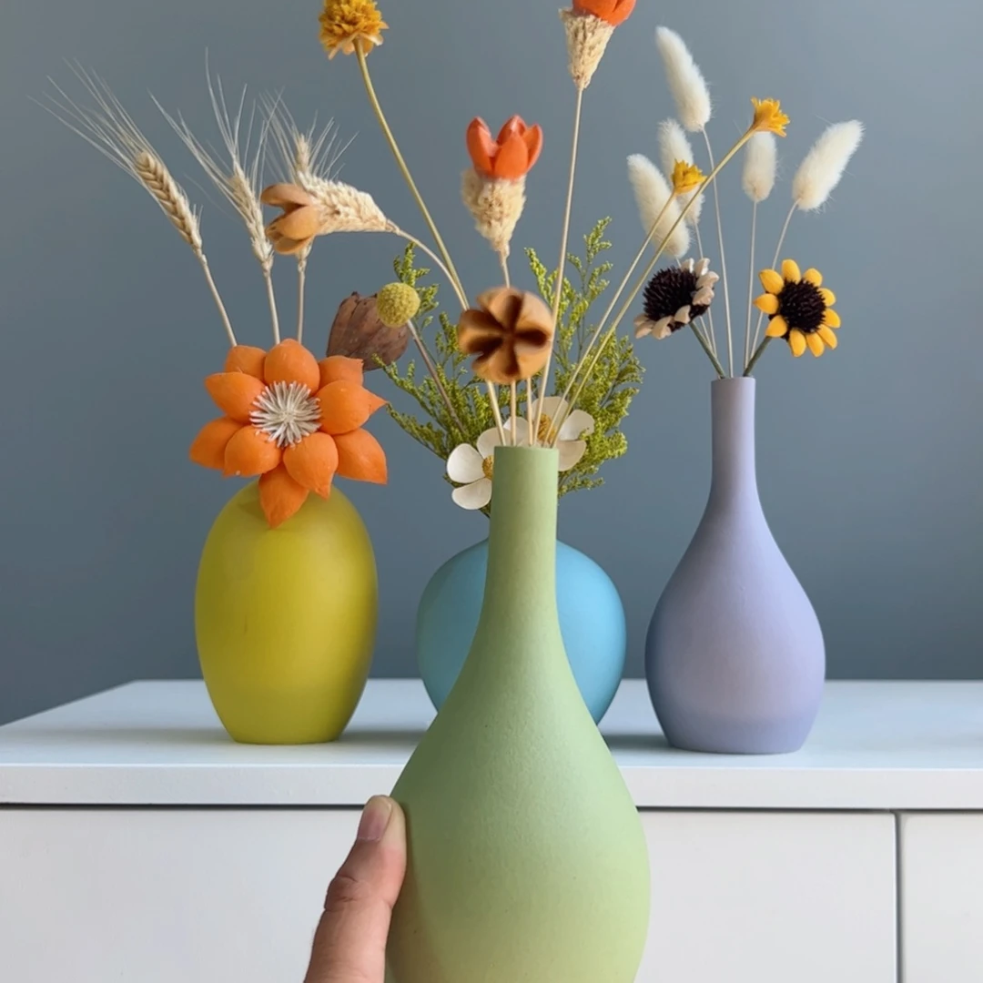 摆件陶瓷小花瓶摆件含花总高约20-30cm