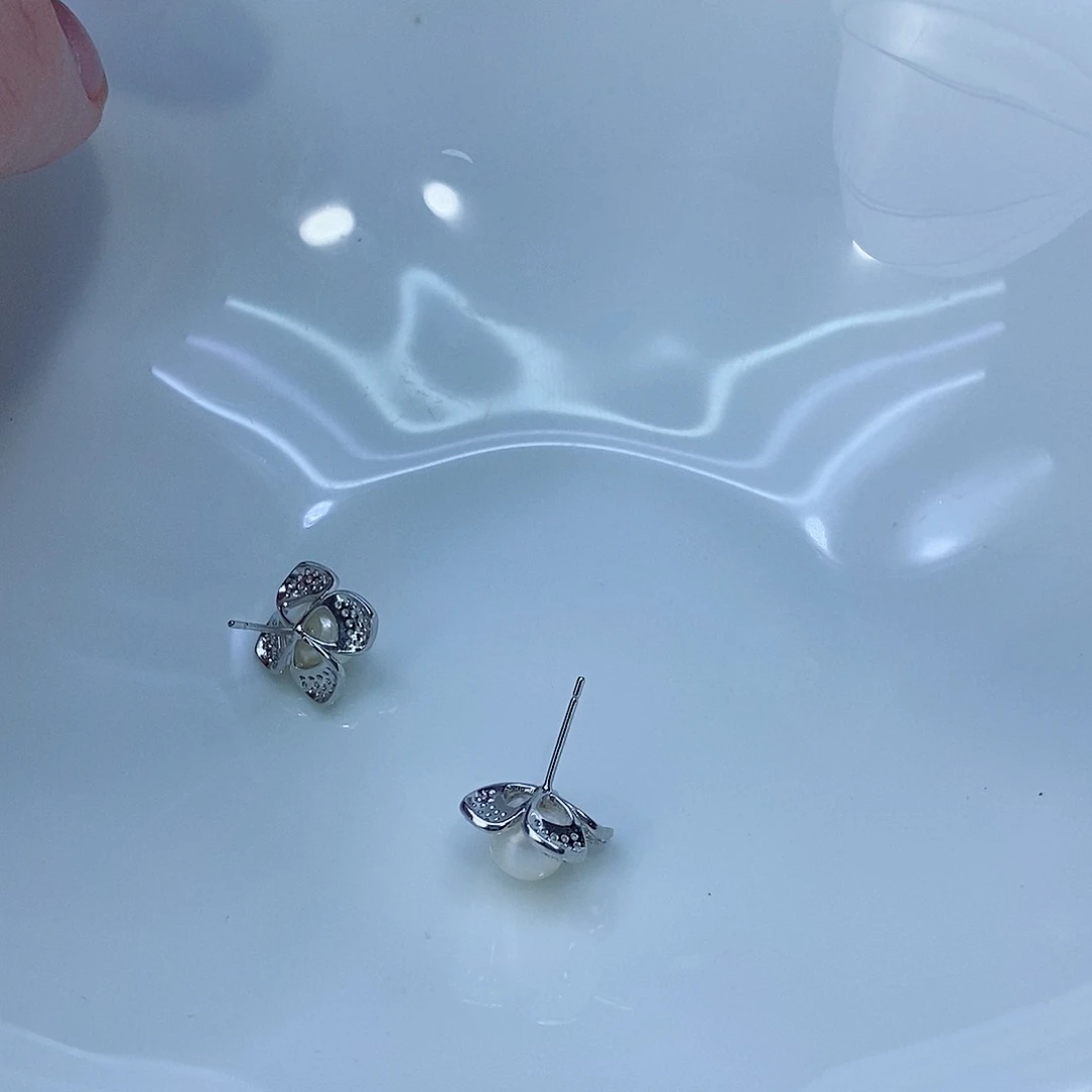 海水珍珠耳饰银S925镶嵌
