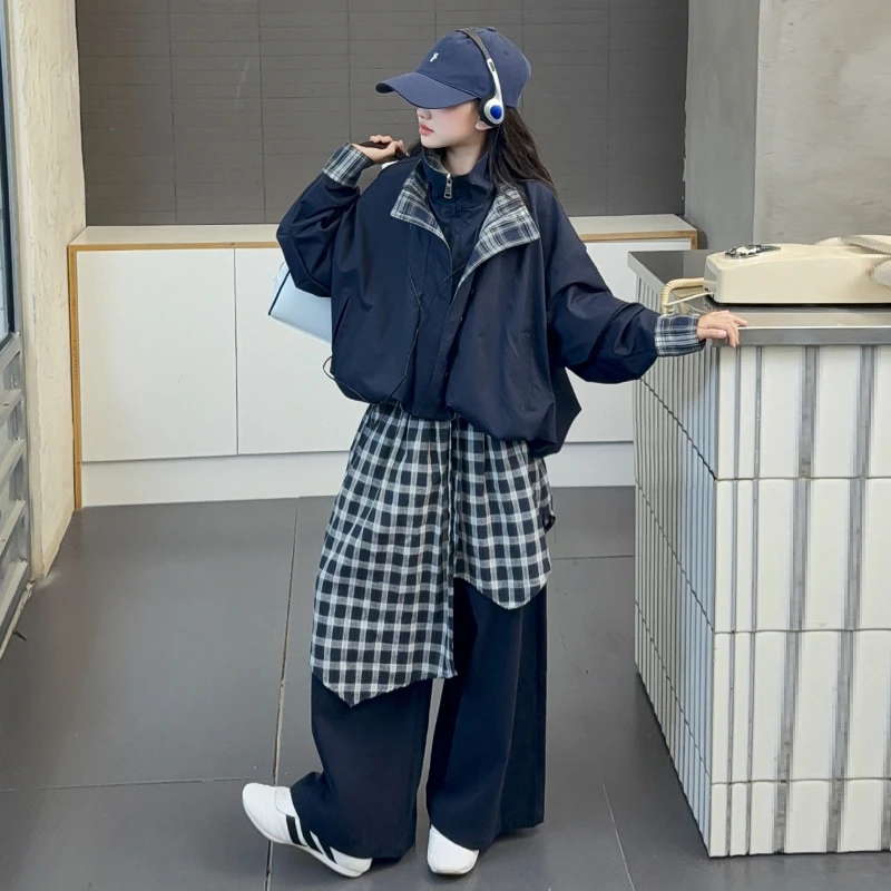 女童秋装洋气时髦套装2025新款女大童屁帘阔腿裤儿童秋季潮酷穿搭