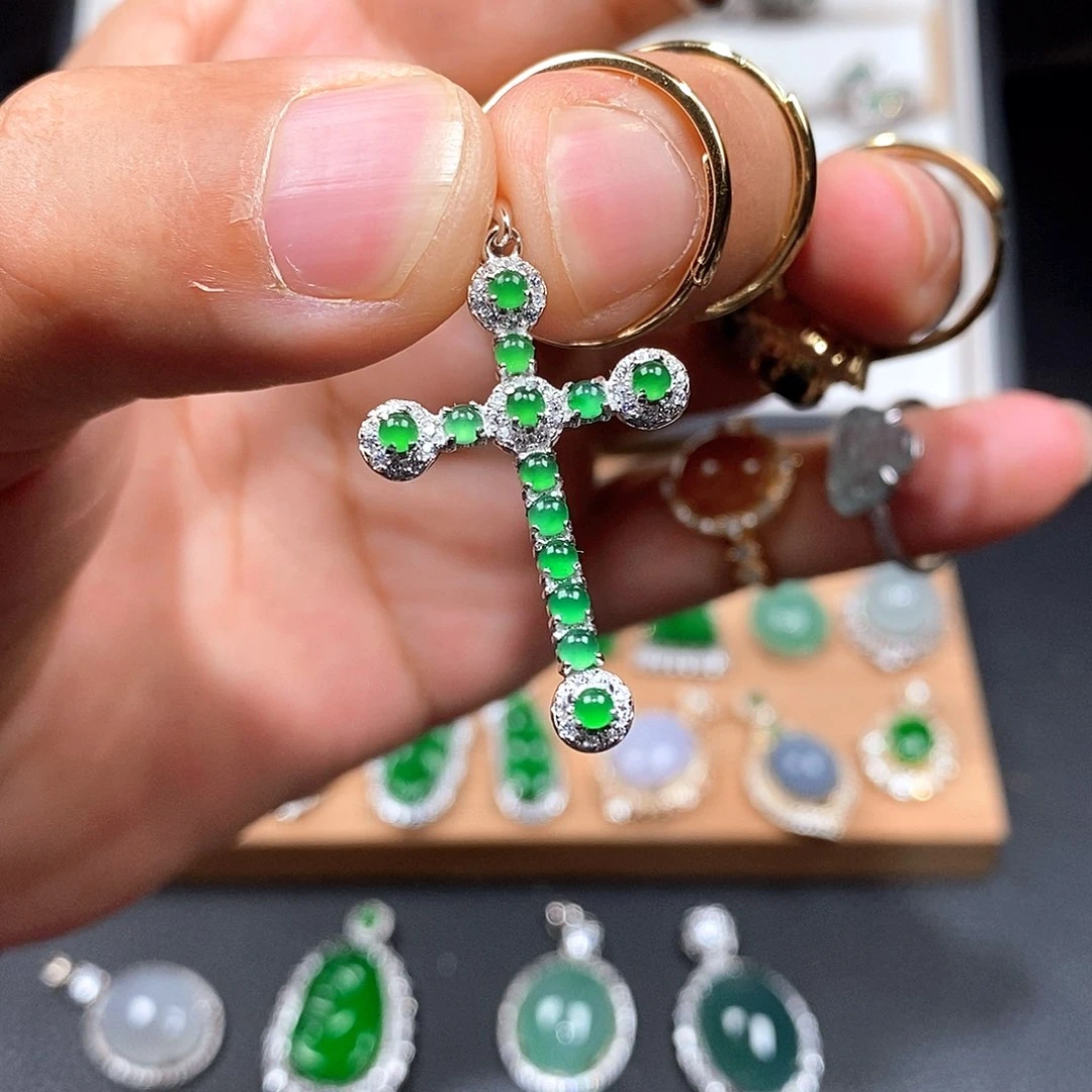 颈饰银S925镶嵌翡翠w w