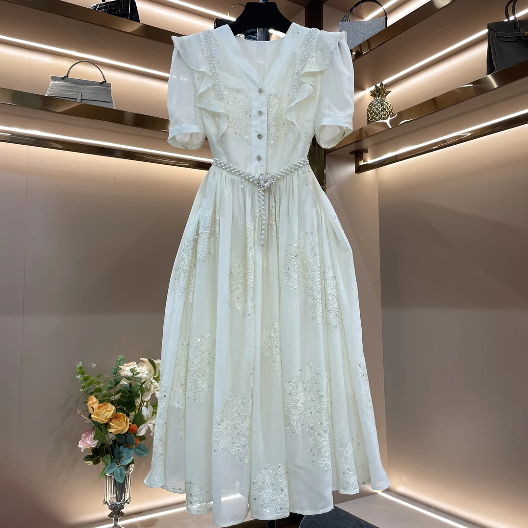 【杏色樱花】DM奢设计师款优雅气质修身时尚收腰连衣裙-86368