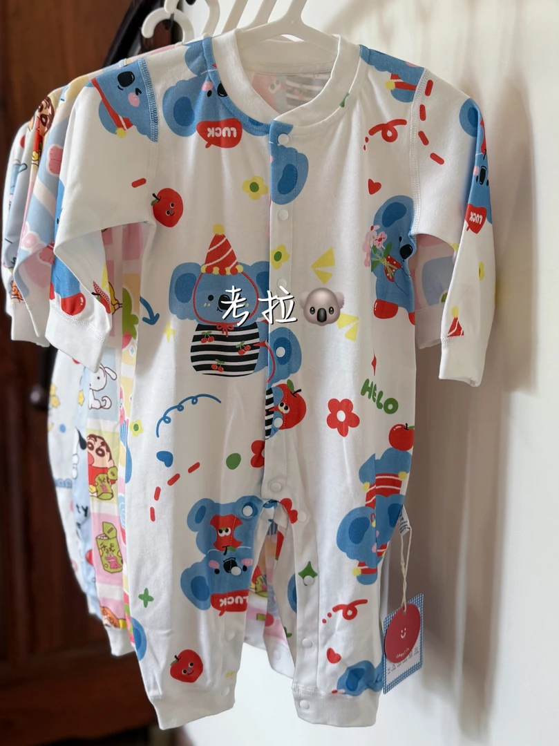新款纯棉A类全衣无骨婴幼儿连体衣舒适柔软外出服