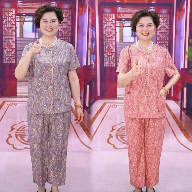 妈妈夏装新中式短袖套装2025新款奶奶装中老年人女夏季老人洋气
