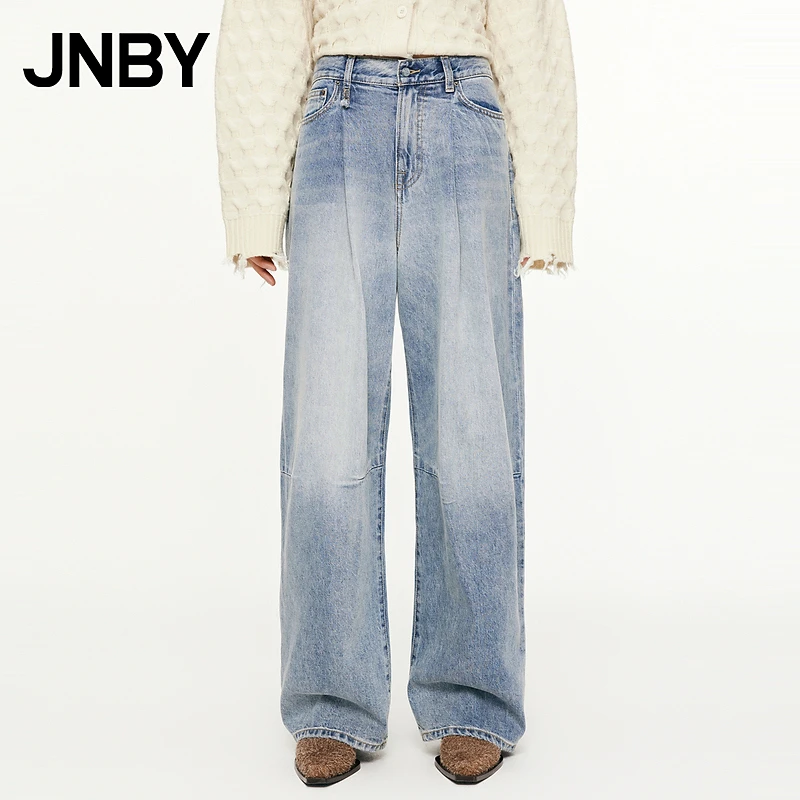 JNBY/江南布衣牛仔裤棉质宽松直筒伞兵长裤复古通勤5O0E11120