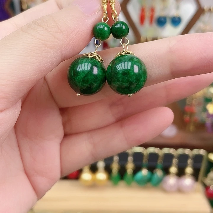 石英岩玉合金耳钉