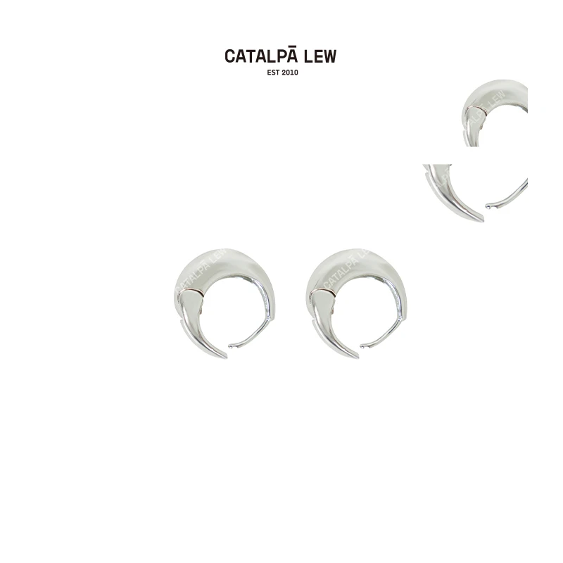 CatalpaLew 合金耳饰 「芮一」墟生美学夏季水滴素圈耳圈#C40060