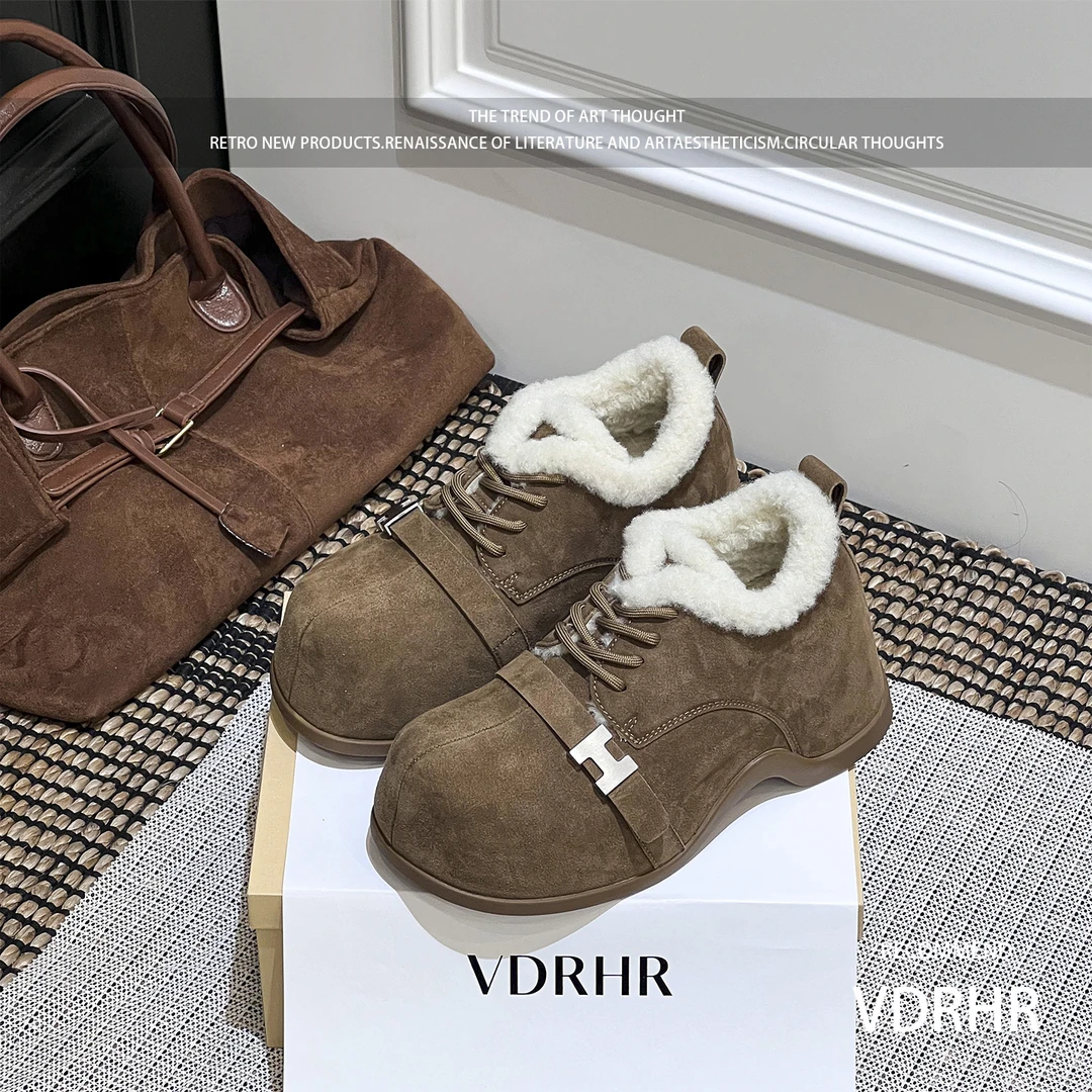 超好看加绒勃肯鞋女2025冬季增高厚底鞋时尚百搭小个子保暖毛毛鞋