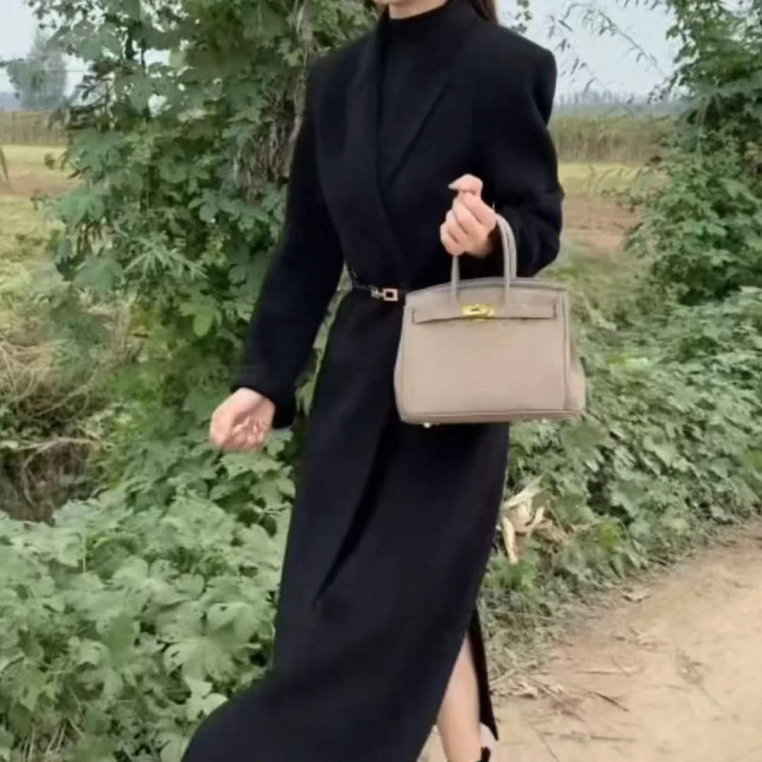 新款长袖长款大衣时尚修身通勤休闲气质秋冬