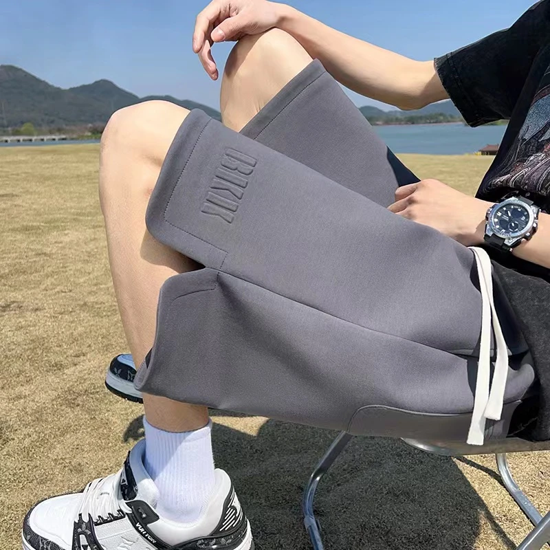 金狐狸夏季男士大码运动裤短裤薄款五分裤男女直筒宽松休闲裤中裤