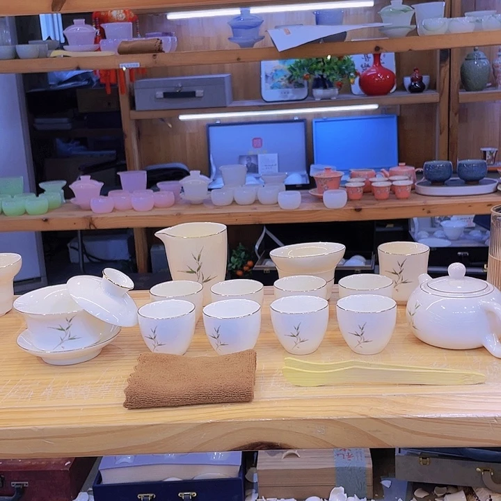 竹节高升羊脂玉套装