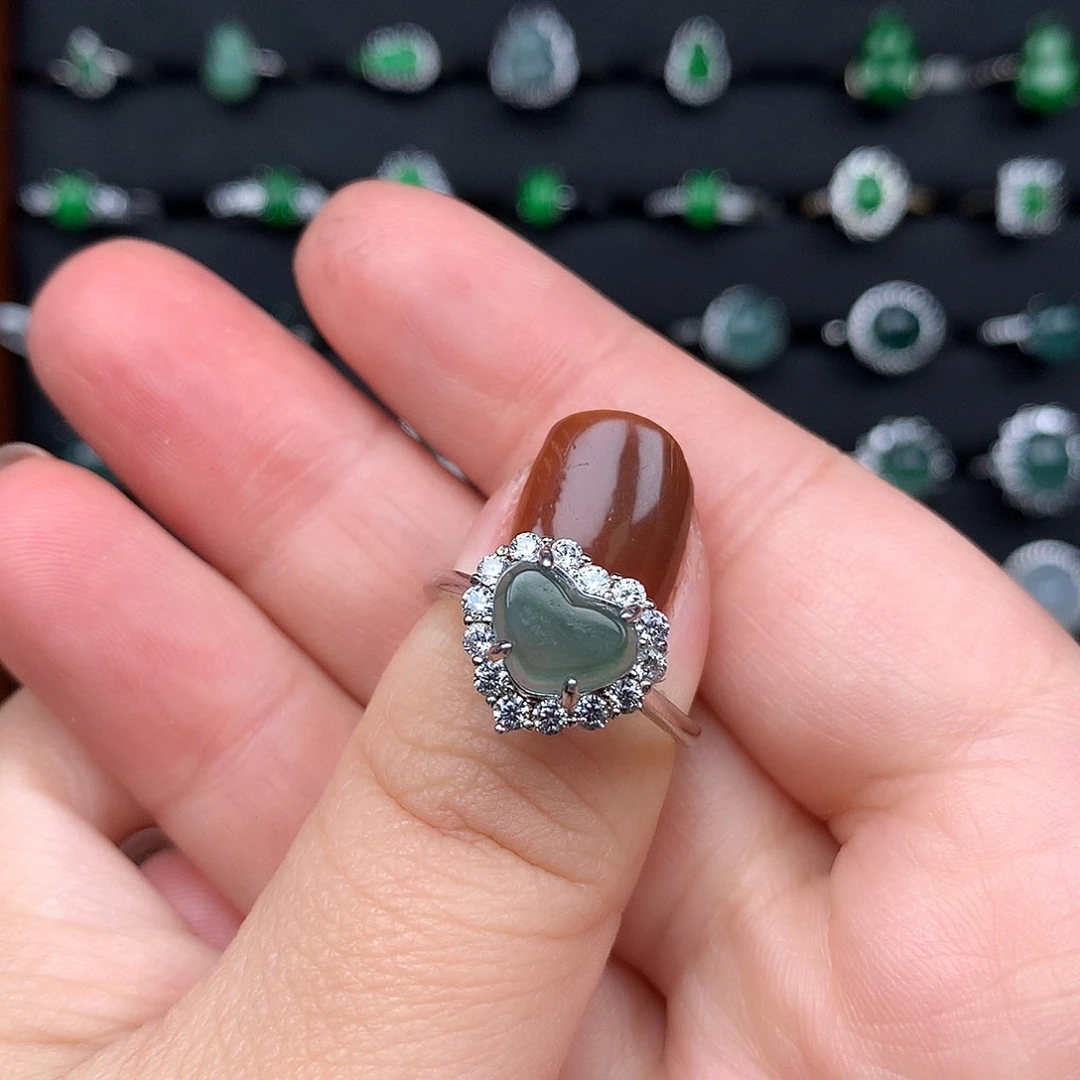 翡翠银S925镶嵌戒指