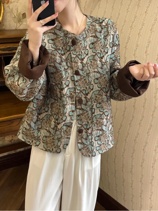 龙娴服饰春季新款新中式织花外套女