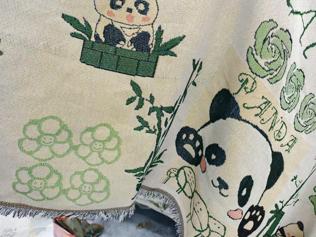 福利汉麻沙发巾熊猫90*180