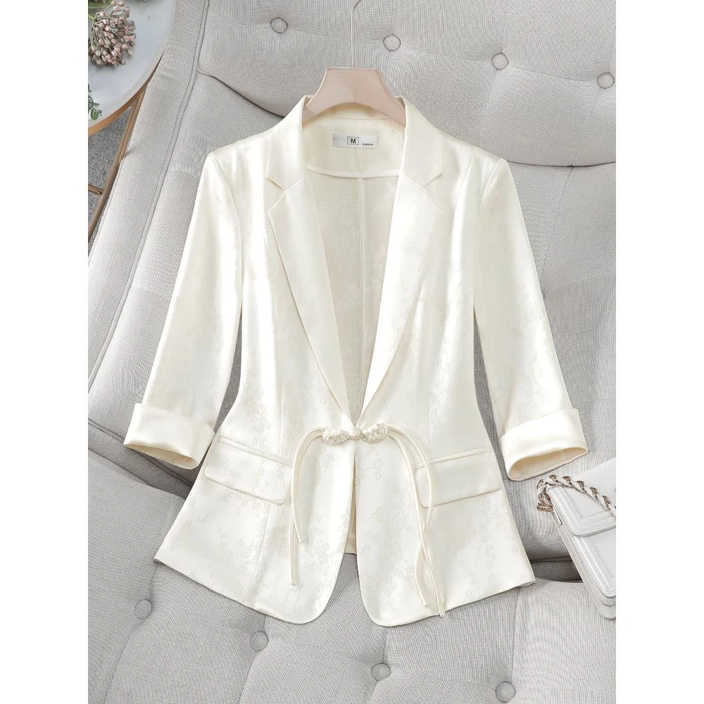 新款中式国风西装外套女夏季薄款2025气质小个子短款修身西服