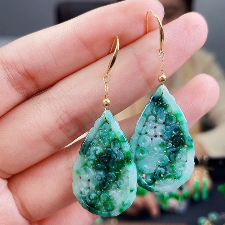 翡翠耳饰18K金镶嵌饰品