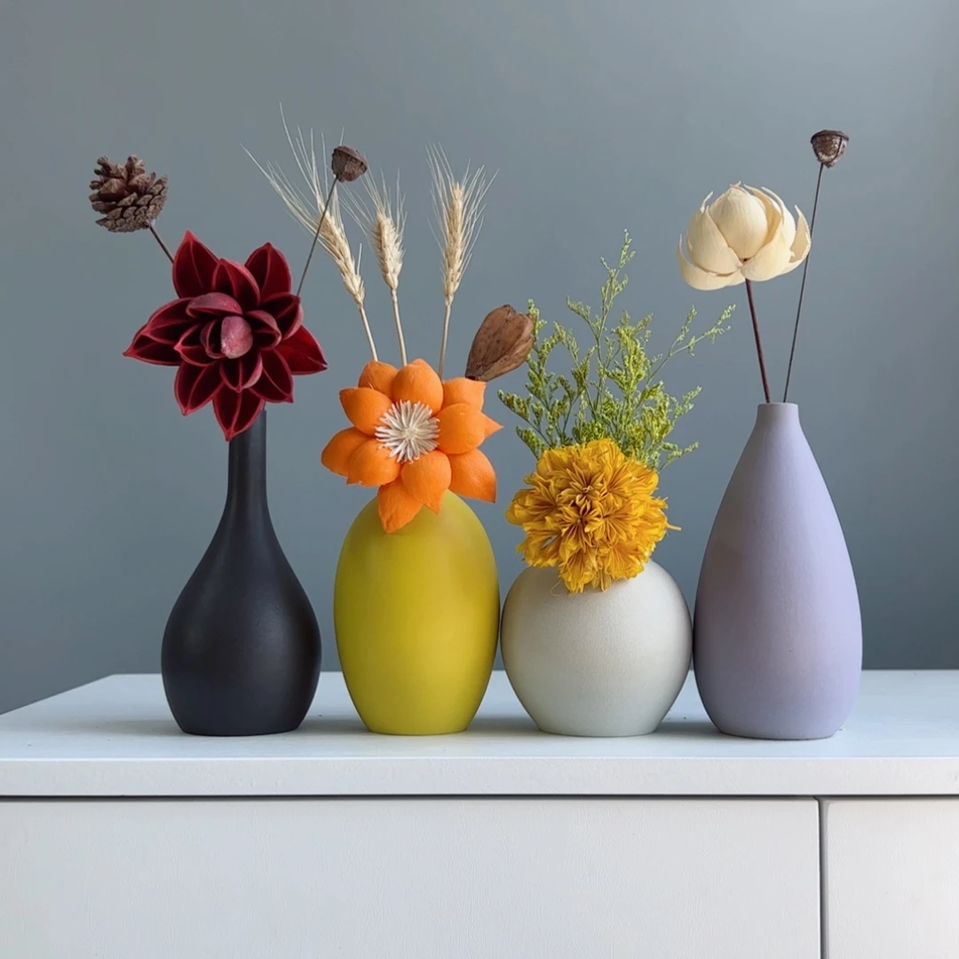 摆件陶瓷小花瓶摆件含花总高约20-30cm