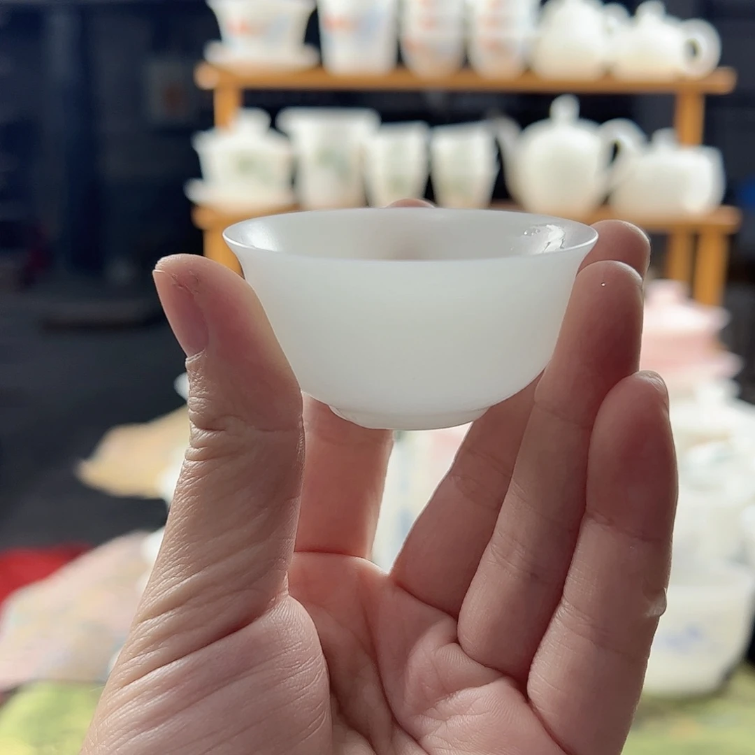 大***子素烧璞玉薄胎潮州杯6个