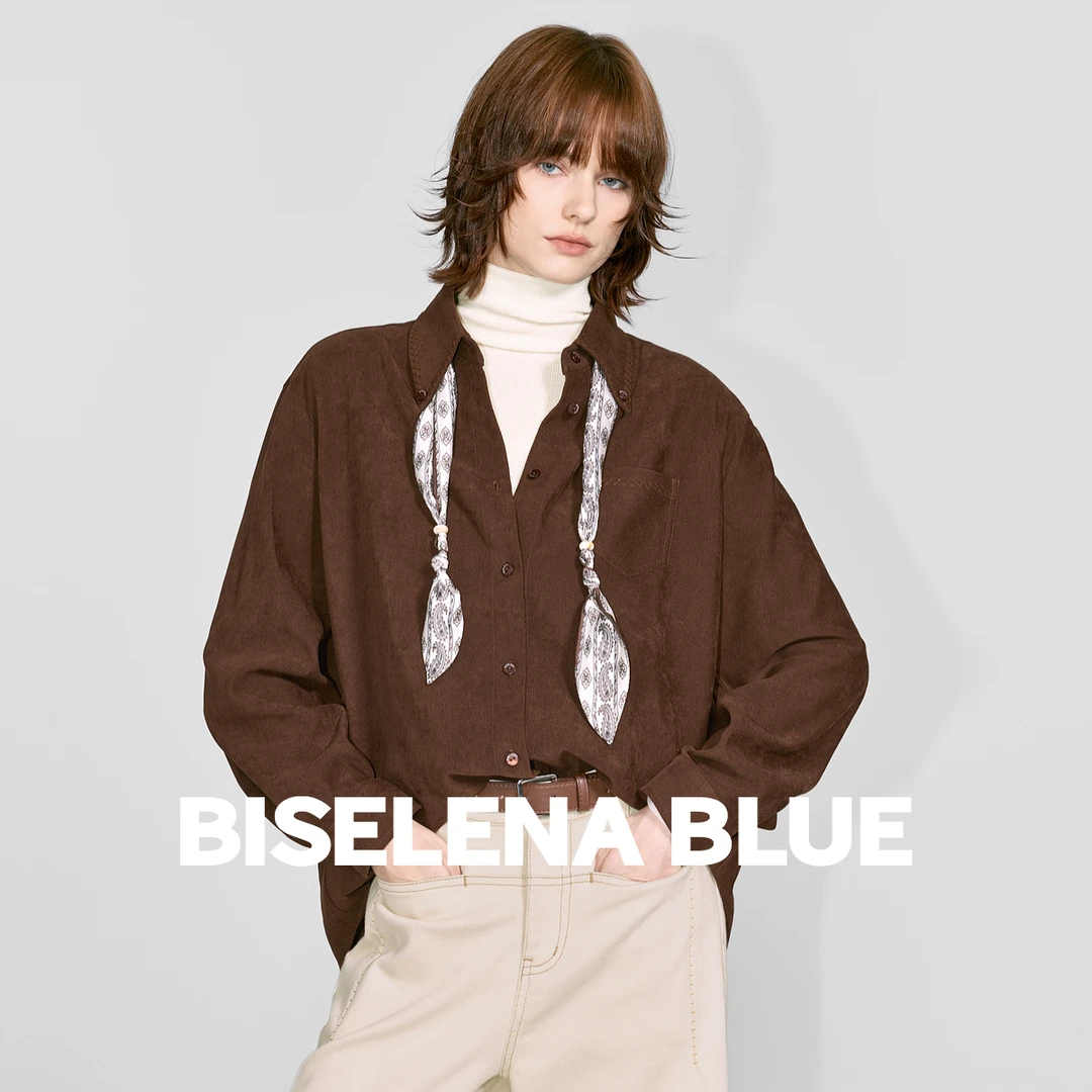 贝茜妮时尚复古风宽松衬衫外套女2025年冬季新款经典百搭长袖上衣