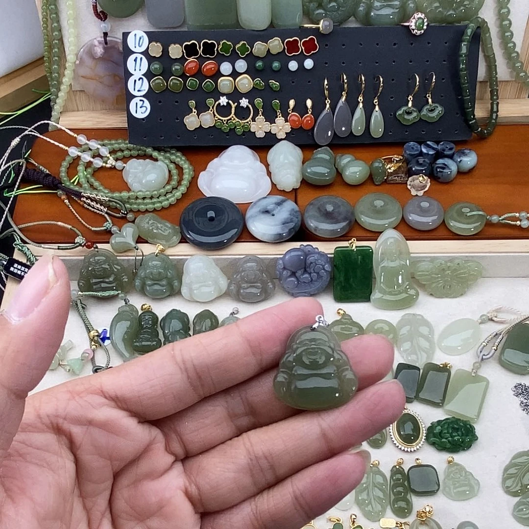 和田玉银S925镶嵌吊坠(不含链)