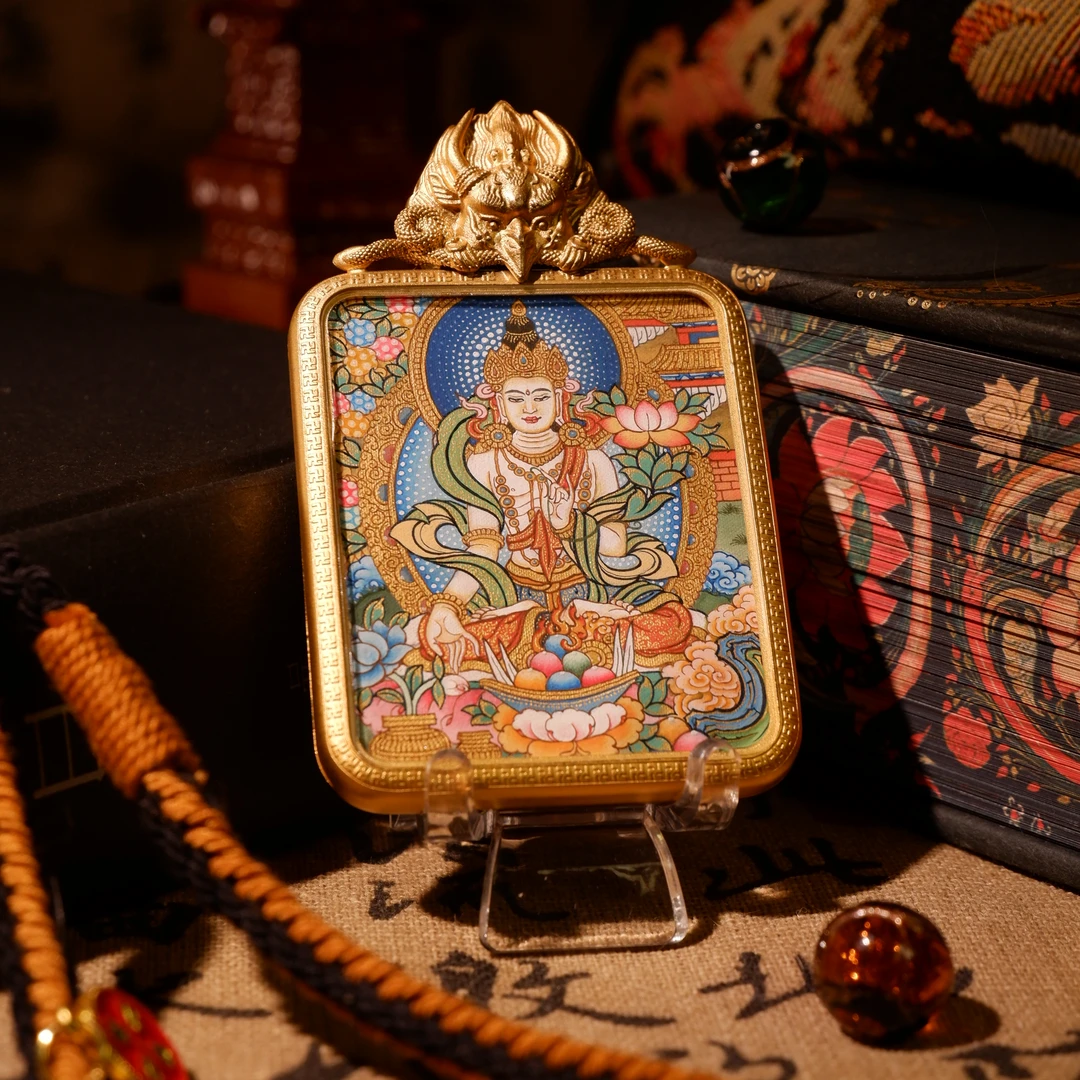 唐卡吊坠真西藏纯手绘【大势至】高卡青海热贡非遗矿物颜料正品保真
